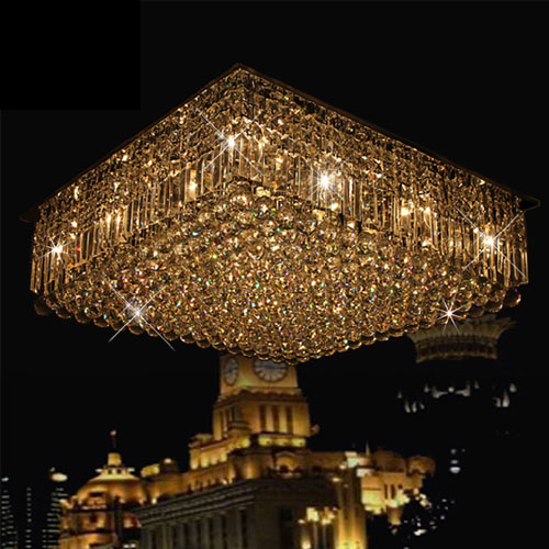 5Cgo  6230785347 客廳燈具LED水晶燈長方形吸頂燈現代接方燈臥室燈餐廳燈飾0710 SHM09010
