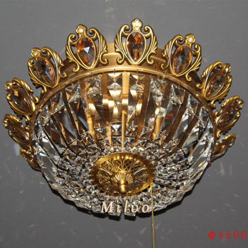 5Cgo 19333032141  歐式新款金古銅色 高檔水晶吸頂燈客廳餐廳臥室玄關燈具燈飾  SHM77310