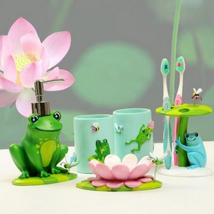 青蛙王子/海洋小魚/夏日沙灘 衛浴用品 洗漱套件 浴室用品五件套[04100] 