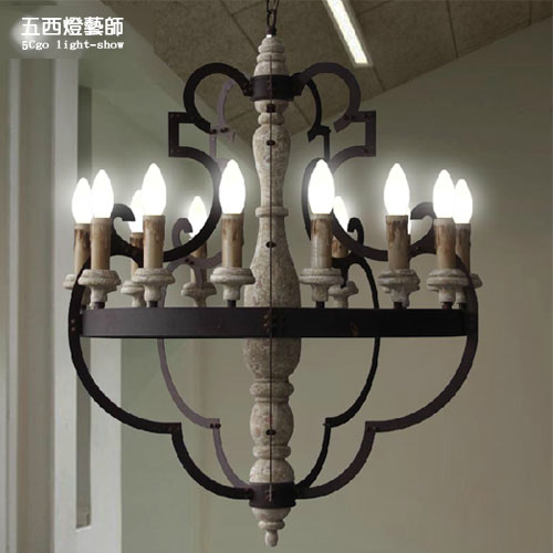 5Cgo 37557170749  原木復古風工業風酒吧台美式鄉村 尼斯湖15燈吊燈  SHM05330