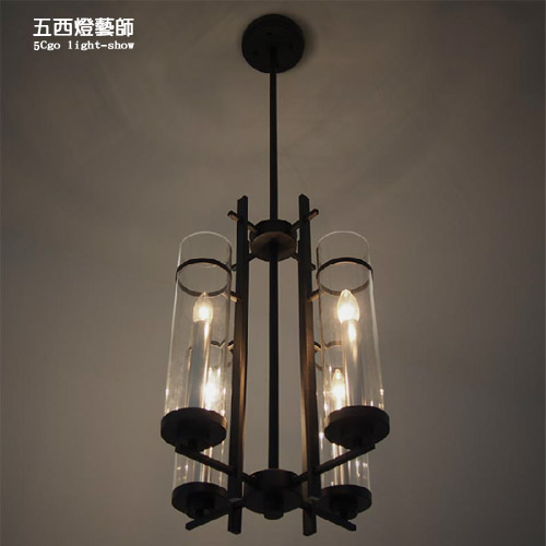 5Cgo 36884497660 RH Loft2 餐廳美式工業風後現代 四筒清光玻璃吊燈  SHM04600