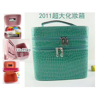 5Cgo 13893981953 2012新品 甜美淑女韓國化妝包 化妝箱 石頭紋多層超大容量 MIK07000