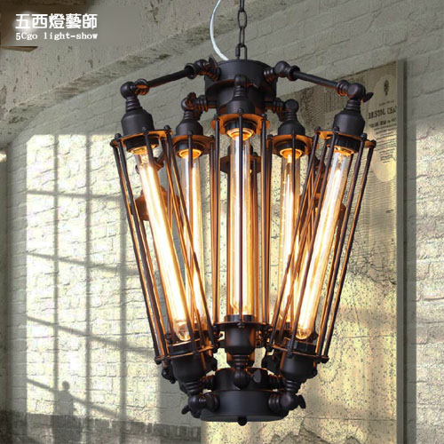 5Cgo 37729608642  RH Loft 復古工業 北歐美式 金屬朋克直立八頭吊燈  SHM54410