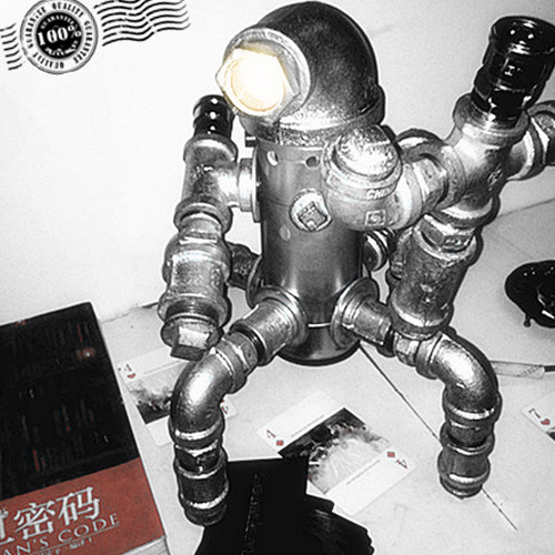 5Cgo 21260567987  復古工業 個性創意DIY水管台燈 咖啡館燈 新奇酒吧懷舊機器人燈 SHM06100