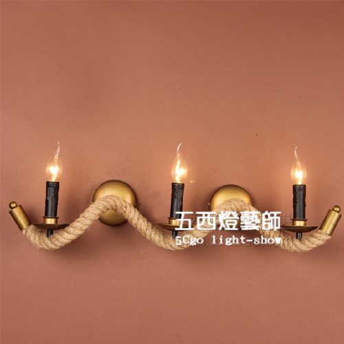 5Cgo 35758086537 復古鐵藝麻繩燈服裝店酒吧書房床頭壁燈個性複古簡約古典現代壁燈 SHM99300