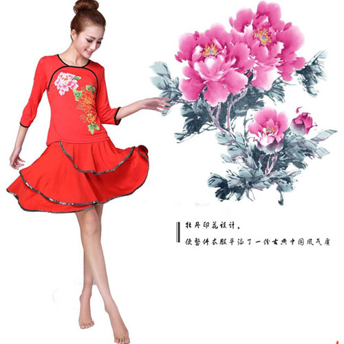 5Cgo 37678868358 廣場舞服裝套裝新款成人拉丁舞長裙子跳舞衣服裙褲舞蹈衣上衣長袖 ZXJ31100