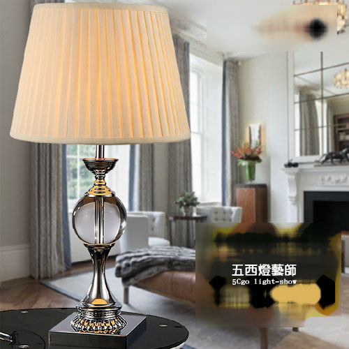 5Cgo 24933004994  歐式現代簡約客廳燈具時尚臥室床頭燈裝飾水晶台燈桌燈書燈水晶檯燈  SHM84100