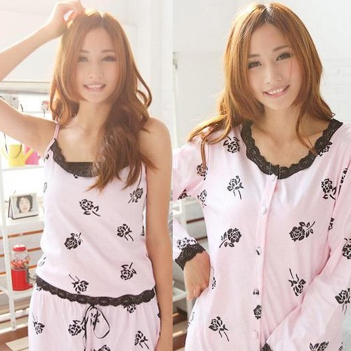 5Cgo  12683150292 居家服三件套 卡通夏天可愛夏季春秋家居服 女士純棉長袖睡衣 Mik44000