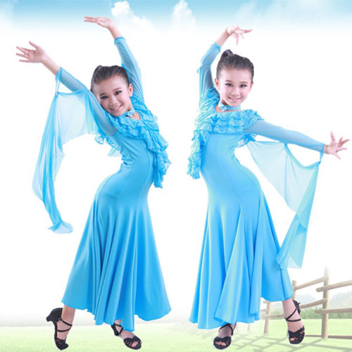 5Cgo Z19527914392 摩登舞裙少兒國標舞服交誼舞服兒童比賽表演裙拉丁舞 ZXJ25100
