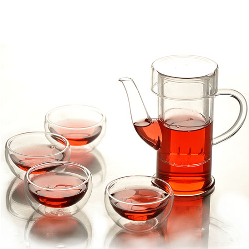 5Cgo 12769666679   手工玻璃茶具整套耐熱花茶壺功夫茶具簡約大方250ml 一壺四杯 SHM32000