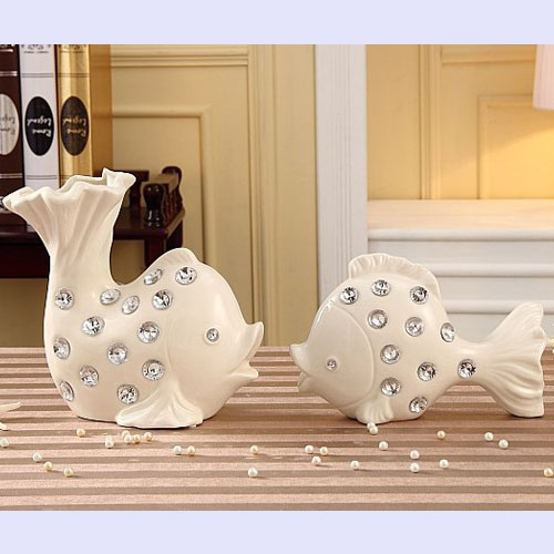5Cgo 22612296690 陶瓷親嘴泡泡魚動物擺件工藝品 結婚禮品歐式家居飾品花瓶  ZXJ42100