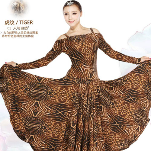 5Cgo 35503148939  虎紋摩登舞裙演出服國標舞裙比賽連衣裙拉丁舞蹈服 ZXJ52200