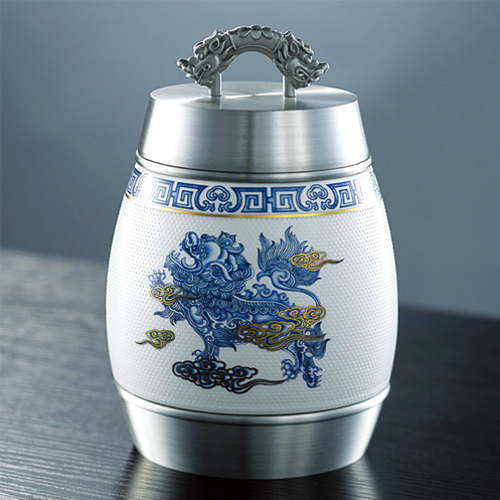 5cgo 18095848426 青花瓷陶瓷錫罐錫器茶葉罐茶具 密封罐存茶罐茶缸商務創意實用禮  ZYH00400