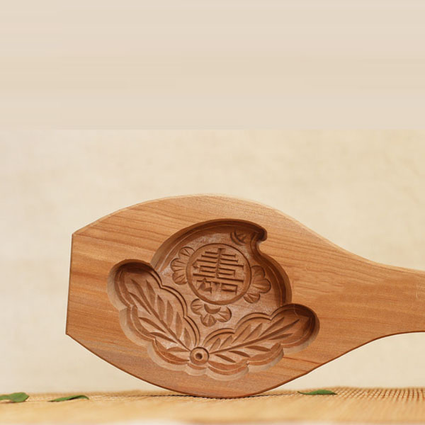 5Cgo 36599586460 冰皮月餅饅頭饽饽麵食年糕點心廚房梨木質模子具 祝壽壽桃 CJS84000