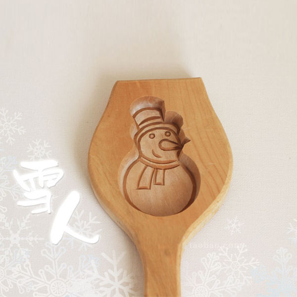 5Cgo 36599282756 木質 南瓜餅年糕點心童糕印小雪人饽饽卡子 模具 烘焙用具 CJS53000
