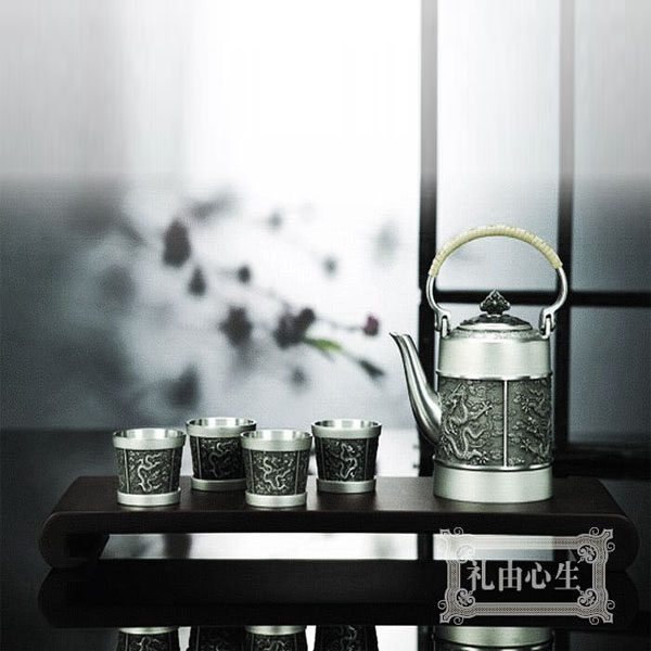 5Cgo 15814564908 馬來西亞 錫器錫壺錫杯 商務禮品 創意實用龍功夫茶具套裝茶壺茶杯  CJS997