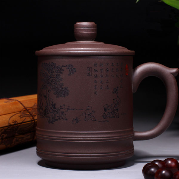 5Cgo 37481107968 宜興紫砂杯壺 茶杯 手工高檔禮品東坡論學 紫砂茶杯 茶具 CJS09000