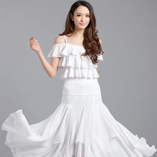 5Cgo  15249981706  雪紡甜美系摩登舞裙交誼舞裙大擺舞裙廣場舞服家居服 ZXJ59100