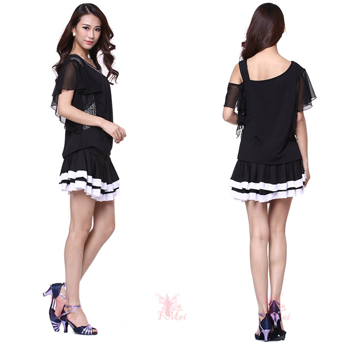 5Cgo 38648778271 廣場舞服裝新款成人拉丁舞套裝演出服練習服套裝夏短袖裙子  ZXJ12100