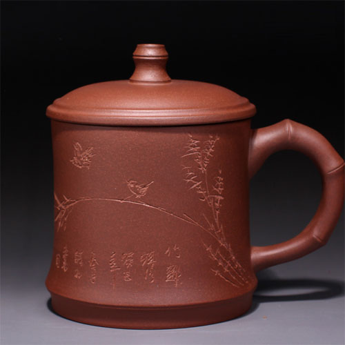 5Cgo 37383099405 紫砂杯竹趣杯紫砂茶杯蓋杯子馬克杯辦公室喝茶杯子帶蓋杯泡茶杯  CJS05100