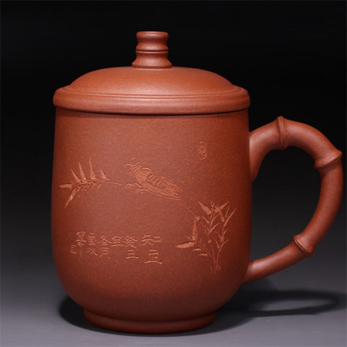 5Cgo 37371243452 紫砂杯辦公室喝茶杯子知足常樂杯紫砂茶杯蓋杯子泡茶杯帶蓋  CJS00200