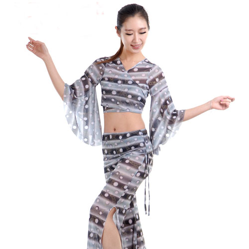 5Cgo 35653558540 肚皮舞練習服舞蹈練功服拉丁舞服摩登舞服套裝綁帶上衣+練習褲 ZXJ87000